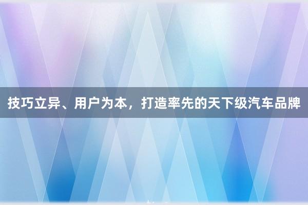 技巧立异、用户为本，打造率先的天下级汽车品牌