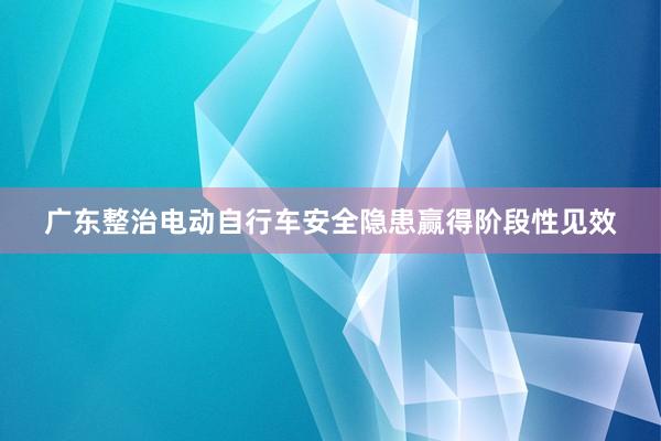 广东整治电动自行车安全隐患赢得阶段性见效